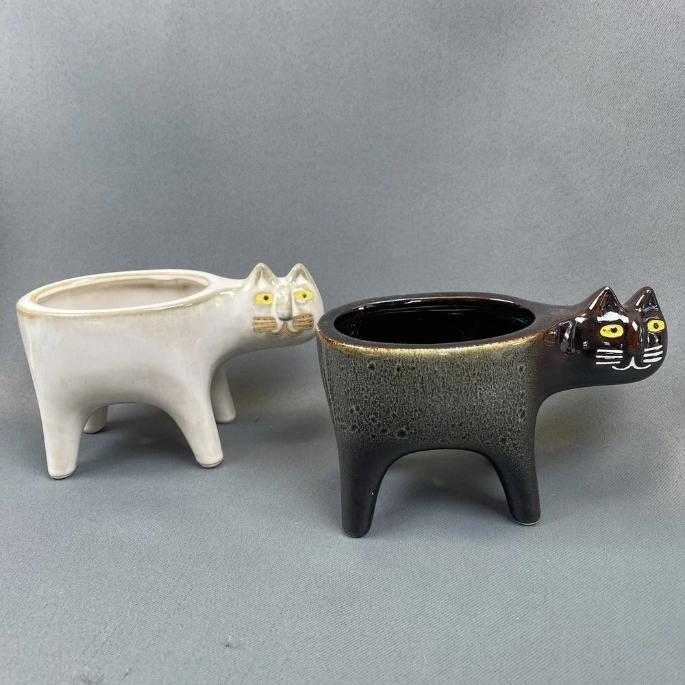 Pair of Cat Planter Animal Succulent Plant Pots 5.5